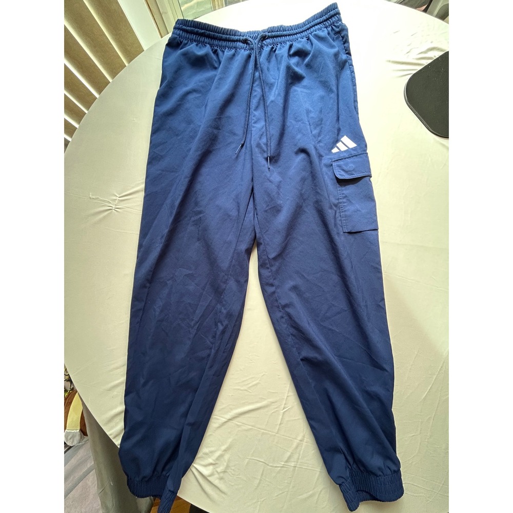 Adidas Mens Cargo Jogger Pants Navy Blue Elastic Waist Athletic Trousers Size L